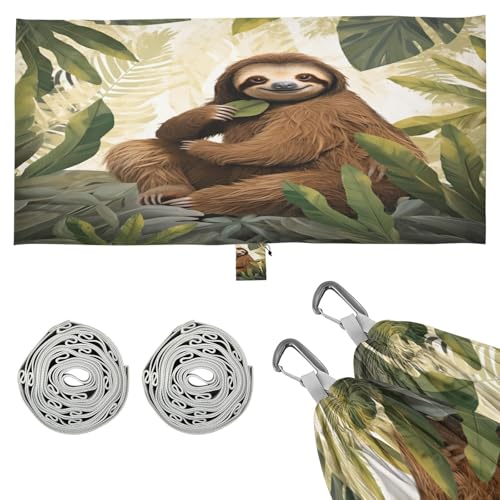 SDMKA Cute Sloth Camping Hammock, 330 lbs with 2 Tree Straps, Carry Bag, Single Portable Hammock for Outdoor/Indoor, Hiking, Beach, Backpacking, Travel