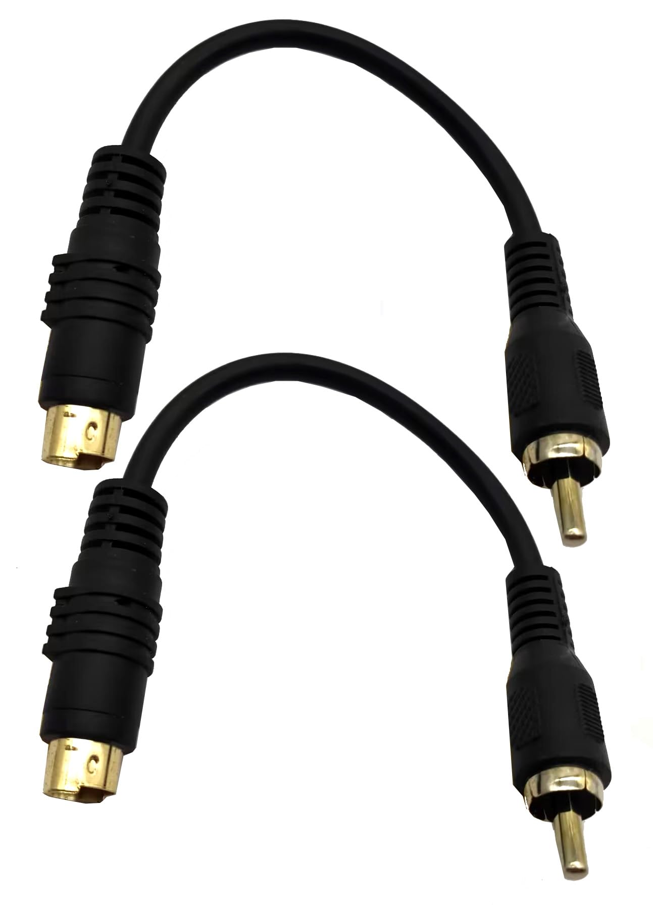 Kabel S-Video na RCA pozłacany kompozytowy RCA męski na S-Video 4-pinowy Mini DIN męski AV S-Video Stereo Audio Kabel do konwersji audio - 2 sztuki 15 cm (4 piny męskie na proste RCA męskie)