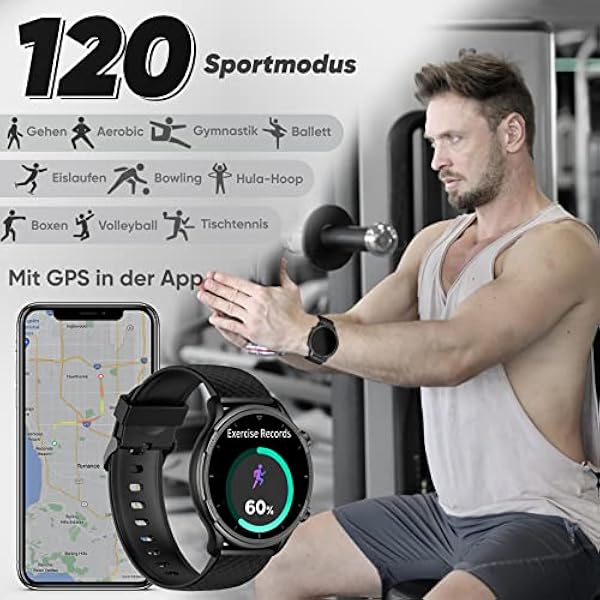 Мужские Android smartwatch, круглый металлический ремешок - мужские smartwatch с функцией телефона, функцией Whatsapp, измерением артериального давления, шагомером, функцией голосового помощника, фитнес-трекером с 3