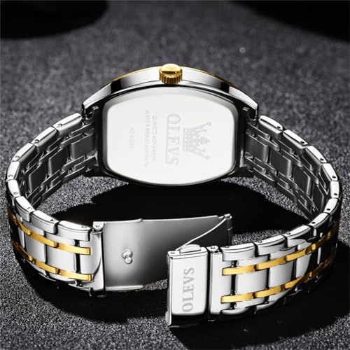 Image of OLEVS Men Watches Square Business Dress Diamond Analog Quartz Date Luxury Watch for Men Casual Stainless Steel Waterproof Luminous Wrist Watch