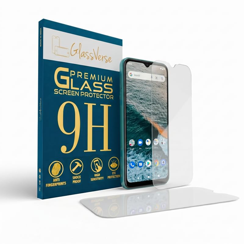 Image of GlassVerse 9H Tempered Glass For Nokia C21 (Pack Of 2) with Free Installation Kit Full screen Coverage - 6.52 inch