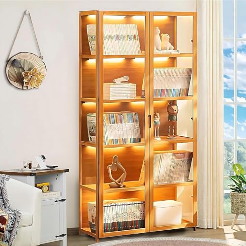 Vitrina de cristal y estantería acrílica de madera para almacenamiento
