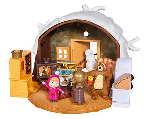 Simba 109301023 Playset Casa del Oso con Nieve de Masha y el Oso, Rojo, 2 Figuras y Accesorios
