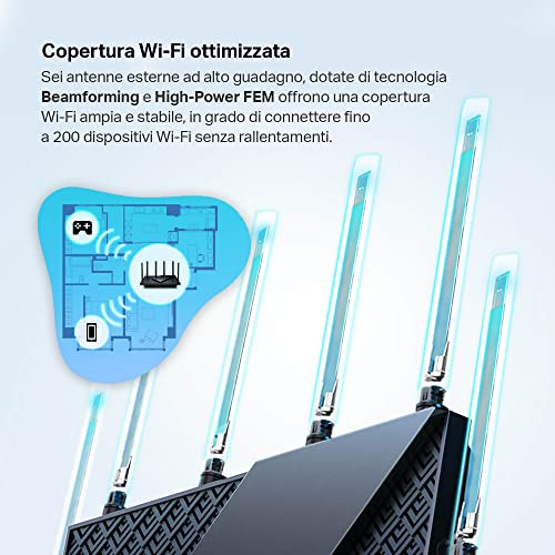 Archer AXE75 Router AXE5400Mbps Wi-Fi 6E Tri-Band, Porta Gigabit, 6 GHz Band, Porta USB 3.0, Client E Server VPN, HomeShield, MU-Mimo, OFDMA - Router - Immagine 4