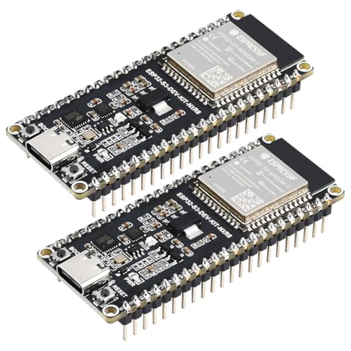 Waveshare 2PCS ESP32-S3 Microcontroller 2.4GHz Wi-Fi Development Board Onboard ESP32-S3-WROOM-1-N8R8 Module Dual Core Processor Supports ESP-IDF MicroPython with Pre-Soldered Header Version