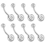 Charisma Stainless Steel Ball Crystal Bar Ring Labret Stud Tongue Lip Tragus Belly Button Navel Ring