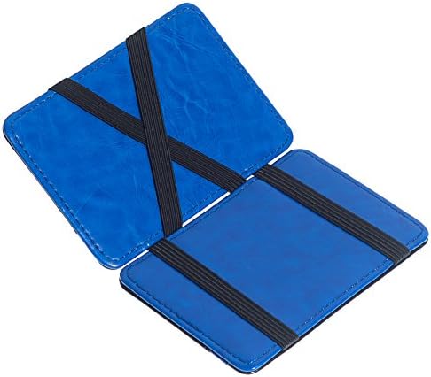 CKLT Men's Fashion Magic Money Clip Leather Minimalistic Slim Wallet blue