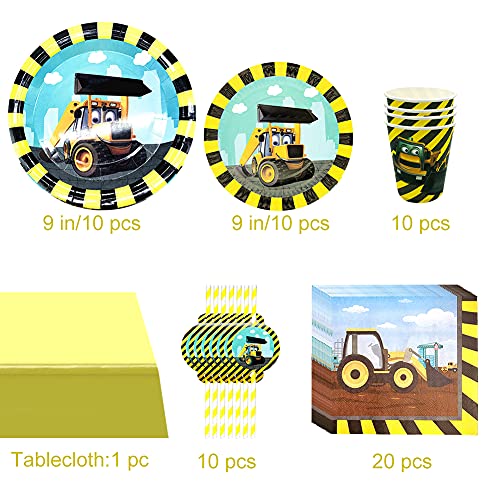 Forfamy Jonge partyset, bouwplaats motief bulldozer graafmachine - 89-delig, bouwvakkerset party favors met borden… - Image 3