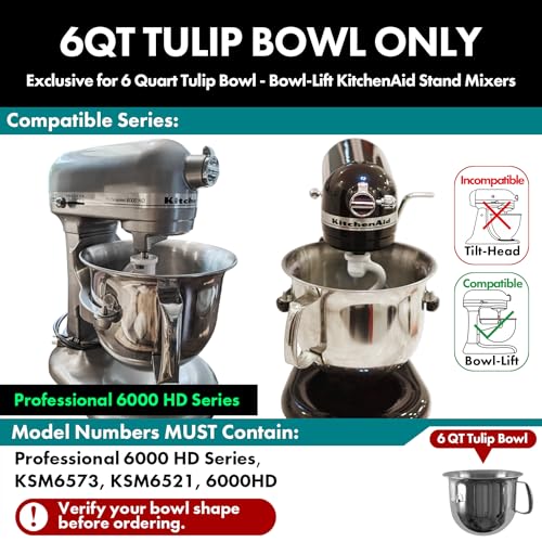 Image of QAP Stainless Steel Spiral Dough Hook Fits KitchenAid 6 QT Tulip Bowl | Dishwasher safe rustproof; Fast efficient kneading; Bread pizza pasta cookies; Food-grade heavy duty metal