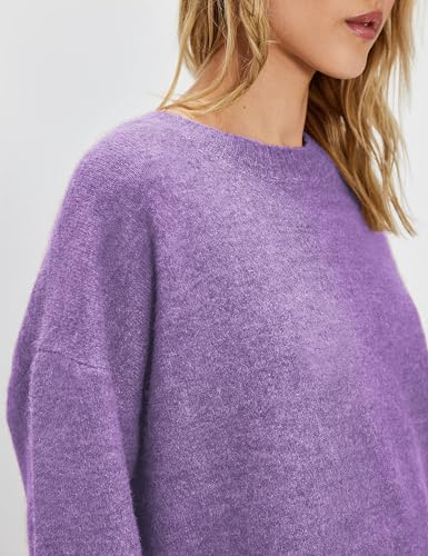 Yeokou Women Sweater Tee Casual Crewneck Short Sleeve Pullover Top Ribbed Knit Loose Shirt