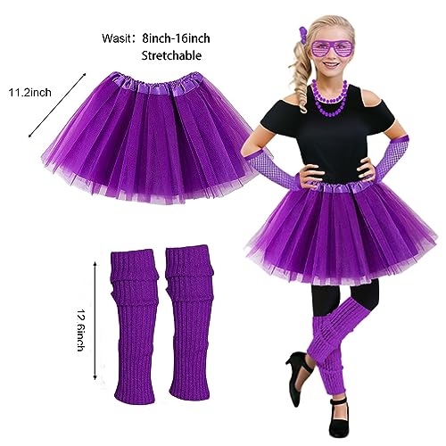 Vestido Disfraz 80s Para Niñas 7 Piezas miniatura 4
