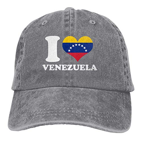 Presock Gorras De Béisbol I Love Venezuela Cowboy Cap Unisex Adjustable Snapback Baseball Hat Gray