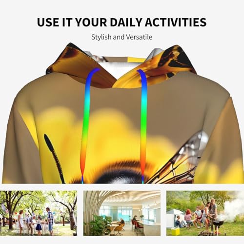 Sweat à capuche femme imprimé abeille pull ajusté EdWal - 7