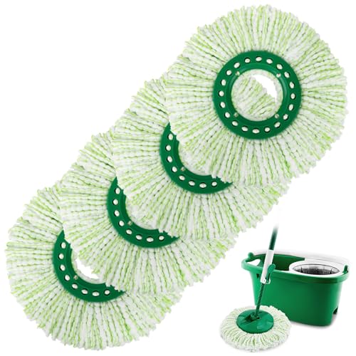 4 Pack Spin Mop Head Replacement Compatible with Libman Tornado Microfiber Mop Head for Libman Tornado Spin Mop System Machine Washable Mop Refill Head Easy to Replace
