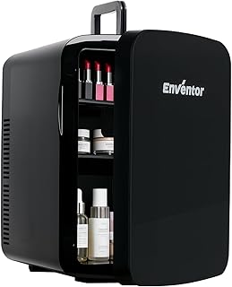 Enventor Mini Refrigerator, 15L Compact Skincare Fridge AC+DC Power Cooler & Warmer Small Refrigerator for Bedroom, Skincare, Makeup, Cosmetics, Car, Office (Black)