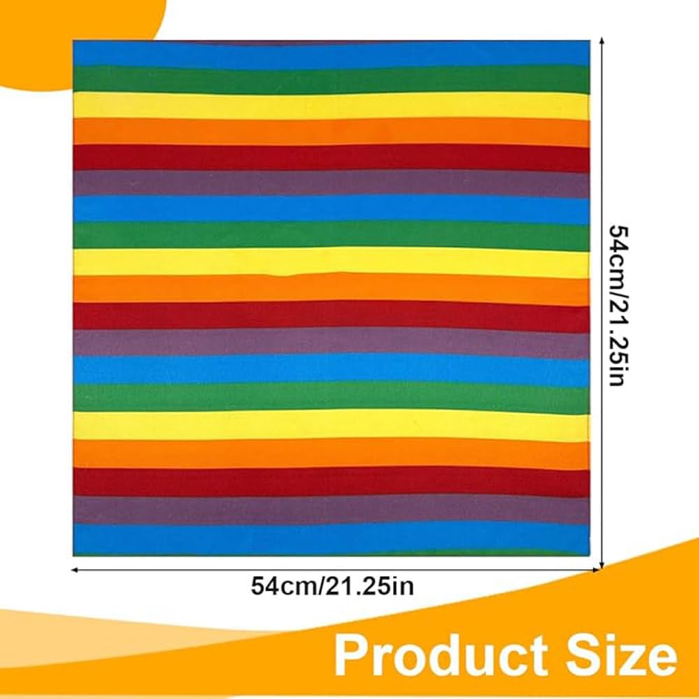 Set de 2 Bandanas Arcoíris Multicolor de Algodón para el Cabello y Cuello, Accesorio Multifuncional para Fiestas