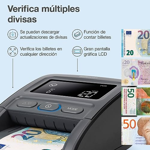Safescan 155-S Automatic Counterfeit Banknote Detector Checks Banknotes in Four Positions with 100% Accuracy for Multiple Currencies, 112-0668