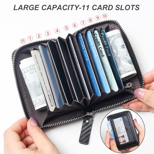Image of Credit Card Wallet, RFID Card Case Wallet, Zipper Card Cases Holder for Men Women, RFID Blocking, KeyChain Wallet, Compact Size Card Organizer Case for Women