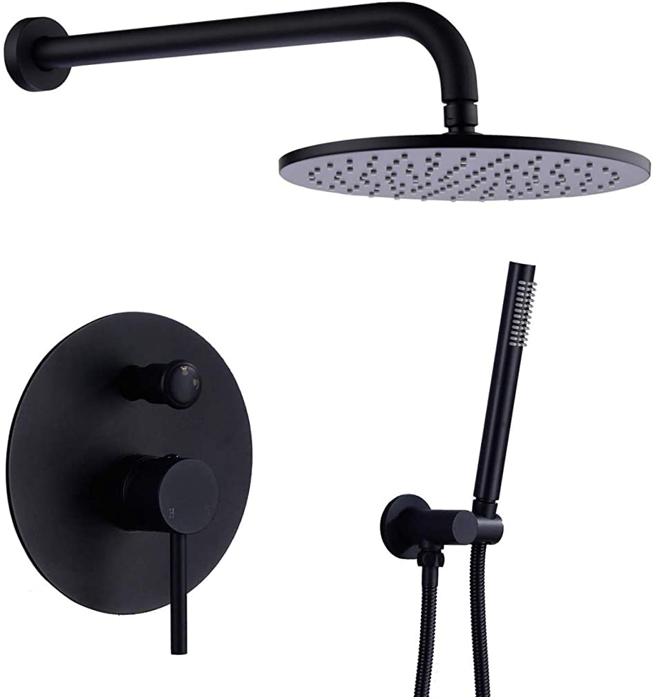Ensemble de douche de luxe en laiton noir mat pour une salle de bain moderne
