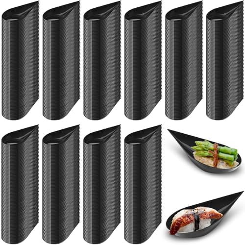 Tessco 800 Pcs 4'' Tear Drop Mini Appetizer Spoons Appetizer Plates Disposable Plastic Tasting Spoons for Serving(Black)