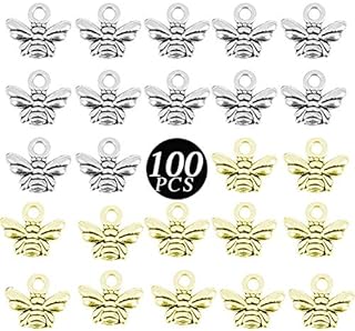 XYDZ Bee Pendants, 100 Pieces Jewelry Making Charms Honeybee Earring Pendants Alloy Bee Insects Charms for Crafting DIY Jewelry Making(Silver, Copper)