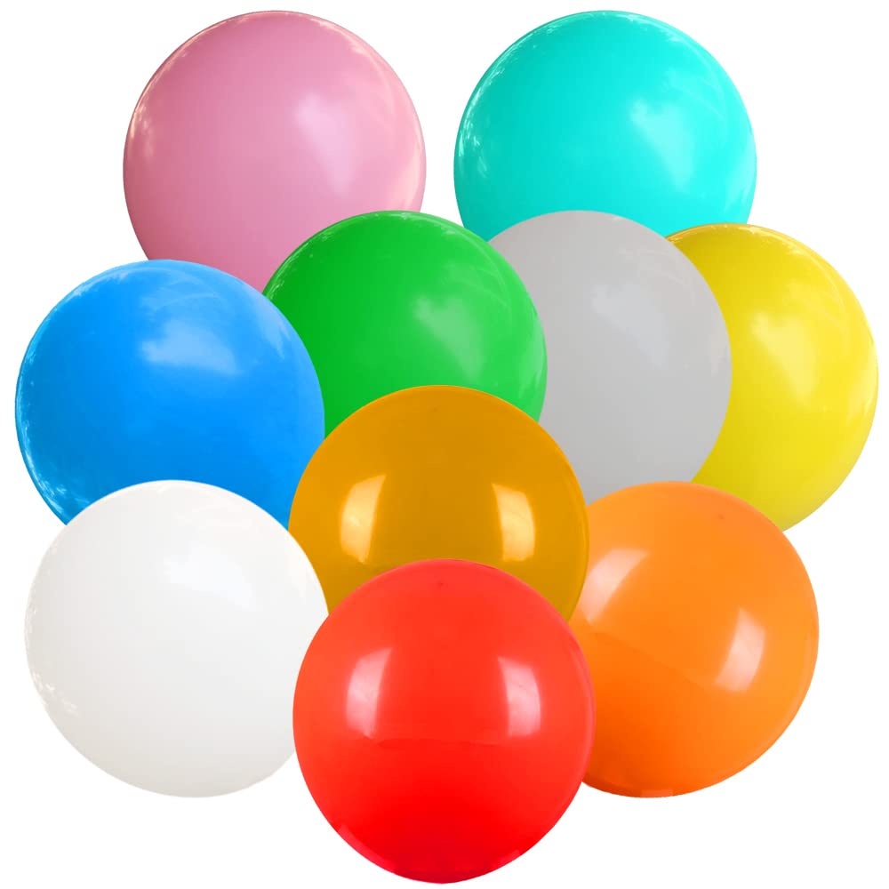 AUNGKWANG 10 Colours Large Balloons, 18 inch Thick Latex Extra Big Colourful Balloon, XL Large Balloon, Round Luftballons for Wedding, Birthday, Party & Carnival Decorations, 10 Color