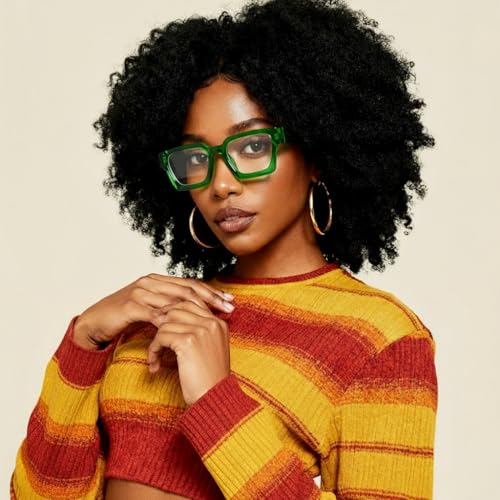 Image of Cyxus 99% Oversized Blue Light Blocking Glasses Women Men Chunky Rectangle Chic Preppy Frame Computer 8143