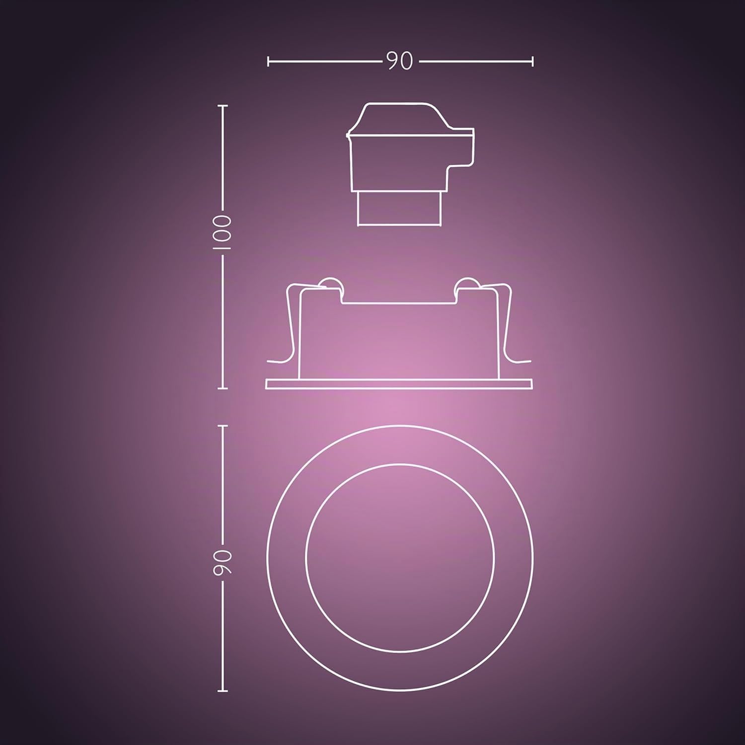 Philips Hue - Foco Inteligente Empotrable Hue Centura 5.7W, 350 lm, Luz Blanca y de Colores, compatible con Alexa y Google Home - Aluminio [Clase de eficiencia energética F]