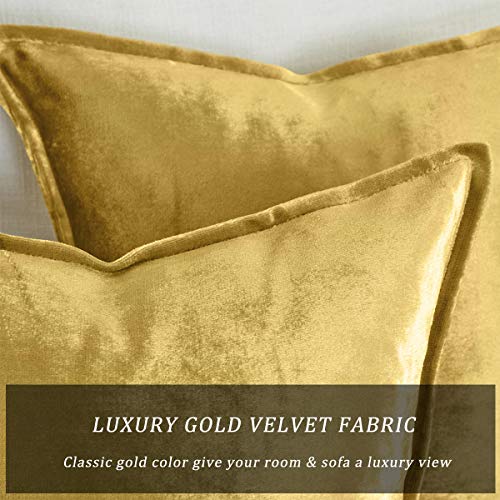 Gigizaza Gold Velvet Decorative Throw Pillow Covers, 18X18 Square Couch Sofa Pillow Covers, Pack Of 2 Square Luxury Cushion Covers #TOP1