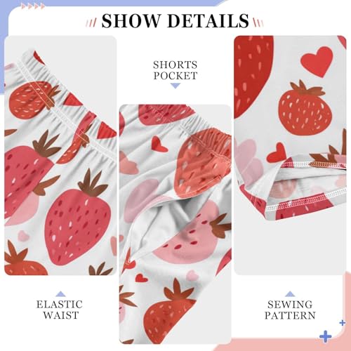 Cute Strawberries Pajama Pants Soft Lounge Sleepwear PJ Bottoms with Elastic Waist Ages 6–14 Years4