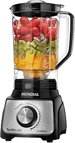 MONDIAL Liquidificador Turbo, Preto/Inox, 1100W, 220V - L-1100 BI