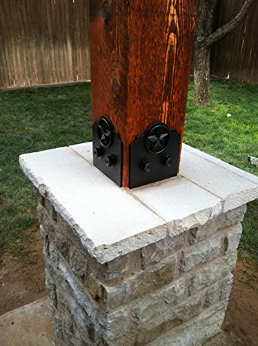 Image of Ozco Laredo Sunset 8x8 Post Base Kit, Includes Decorative Plates, Hex Cap Nuts, OWT Timber Screws, Galvanized Steel for Pergolas | 56609