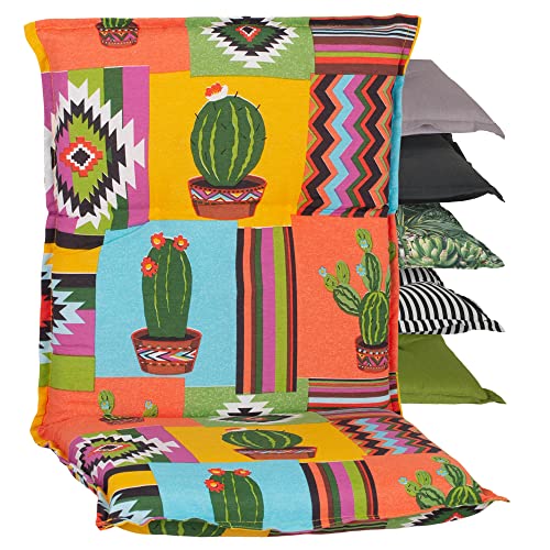 Beo Coussin d’extérieur Dossier Bas Nizza | Fabriqué en UE qualité Premium | Coussin Fauteuil Jardin résistant aux UV et Lavable | Coussin pour Chaise Respirant | Motif Mexique en Jaune