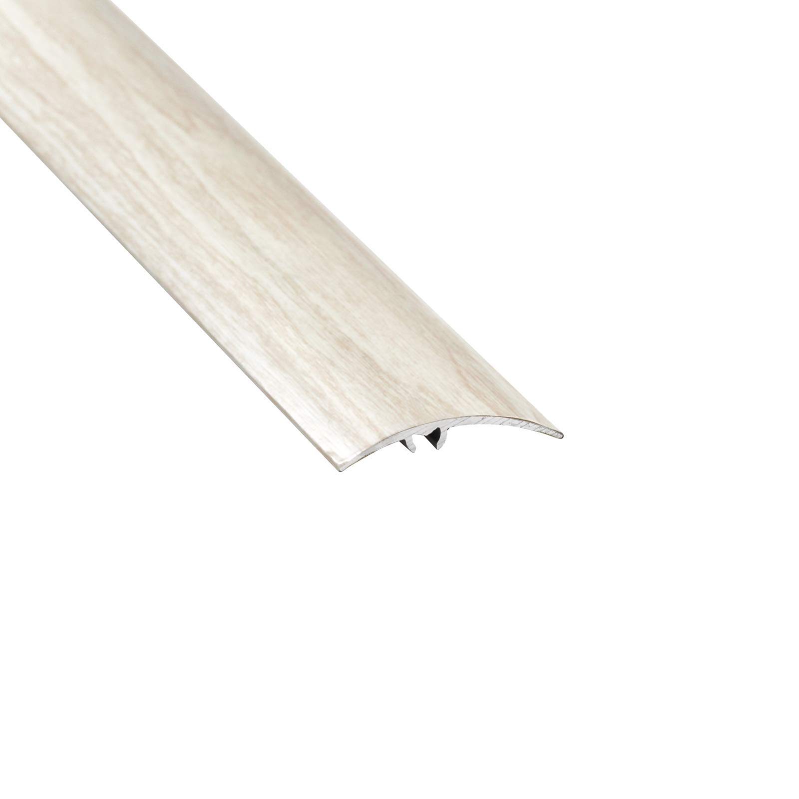 Aluminium Wood Effect Transition Strip Carpet Cover 47x930mm (3.05ft) Door Floor Threshold 5in1 Installation TMW Profiles (White Oak)
