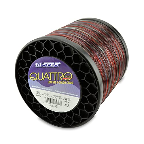 Hi-Seas Quattro Monofilament Line, 130 lb / 58.9 kg Test, .047 in / 1.20 mm Dia, 4-Color Camo, 1750 yd / 1600 m