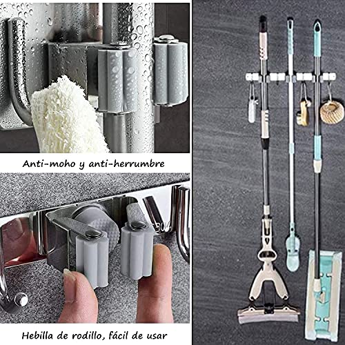 Voarge Portascopi e mocio in acciaio inox, con 3