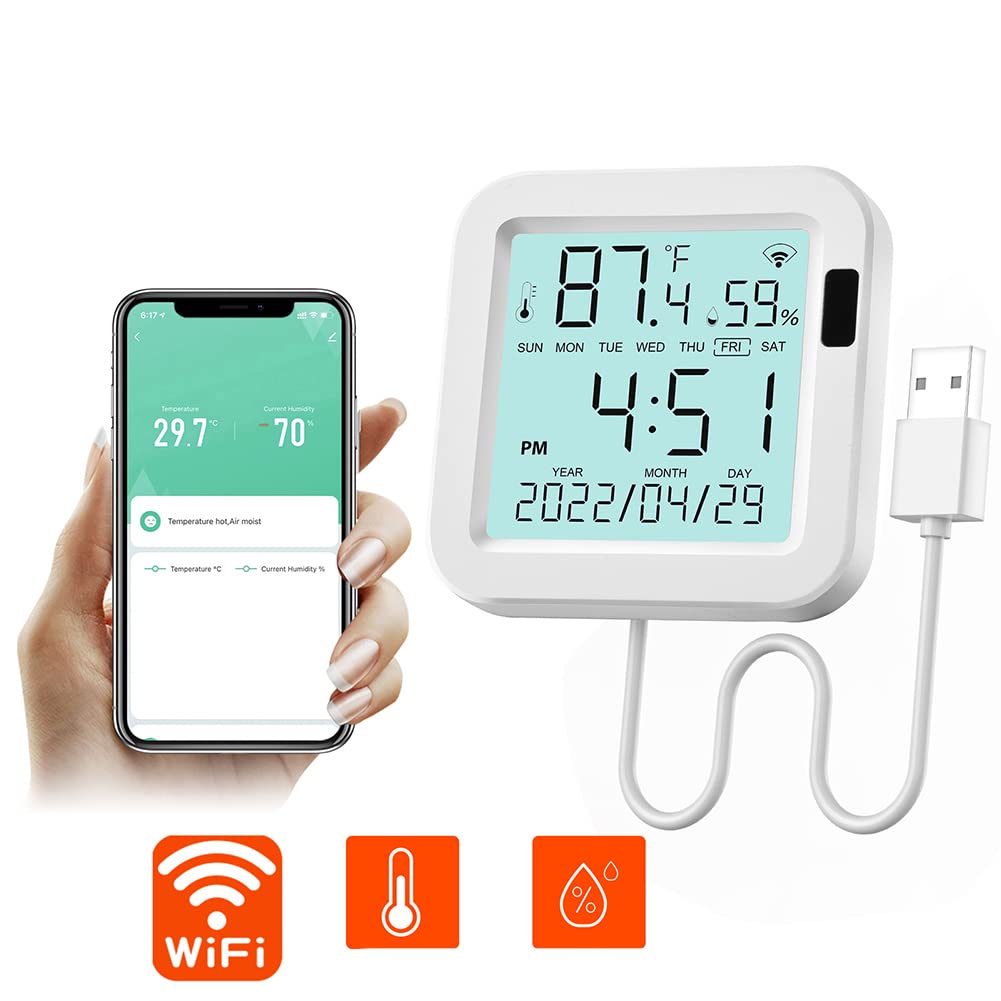 ZYWUOY Igrometro intelligente del termometro Wifi per Tuya Smart Sensore di temperatura Umidità Detector Igrometro Termometro da Usb