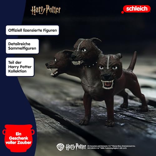 SCHLEICH Harry Potter | Fluffy 13990 | dreiköpfiger Hund mit beweglichem Kiefer | detailreiche Harry Potter Figur für Sammlung & Deko | tolles Geschenk für Fans & Kinder | 17 x 5 x 13 cm