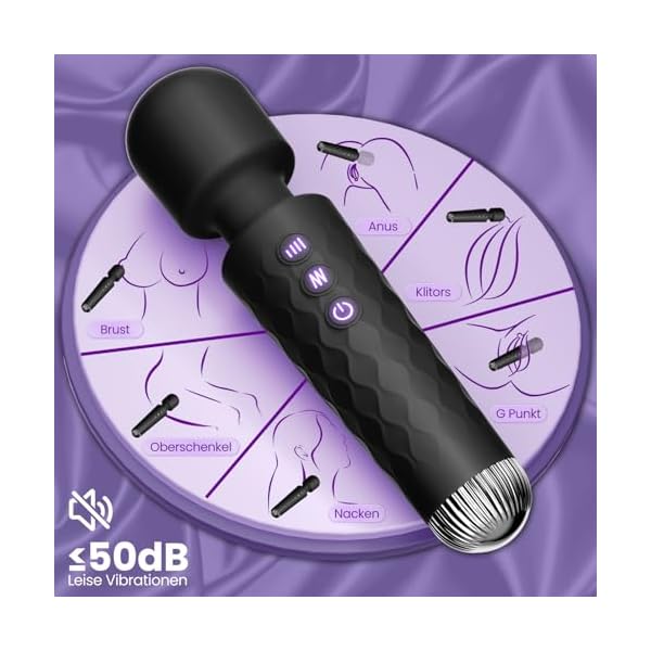 Gobeken Vibrator Vibration für frauen, Dildo mit 10 Vibrationsintensitäten, Sex spielzeug für die frau paare 20 Vibrationsfrequenzen, Vibratorensets für frauen klitoris Massagestab, Massage Schwarz – Bild 4