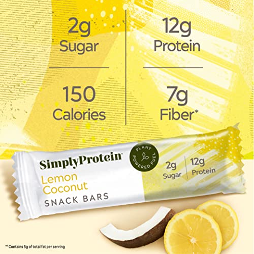 Simplyprotein Low Carb Protein Bar, Pack Of 12, Lemon Coconut, Plant Based High Protein, Low Sugar Protein Bars, Dairy Free #TOP1