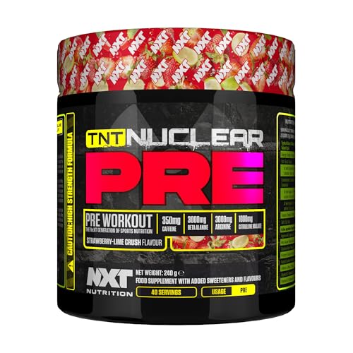 NXT Nutrition TNT Nuclear Pre Workout – Pre Work Out Energy Drink| L-Citrulline, Beta Alanine, Caffeine for Pump, Endurance & Focus - 40 Servings, Vegan (Strawberry Lime Crush)…