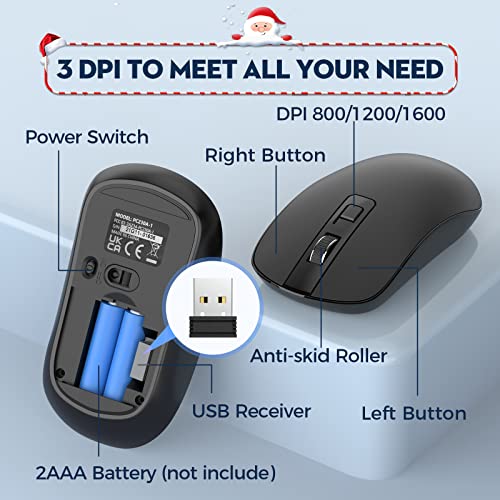 Wireless Keyboard And Mouse Combo, Colikes 2.4G Usb Cordless Mouse And Keyboard, 3 Level Dpi Slim Ergonomic Mouse, Responsive Plug & Play For Computer Laptop Pc - Full Size, Black #TOP2