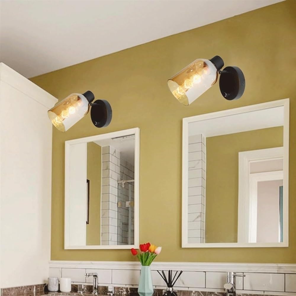 Genérico Lámpara de pared de cristal moderna Compatible with decoración de cabecera, aplique de pared de estudio de cristal, lámpara de pared ajustable Compatible with cabecera,Lámpara de araña