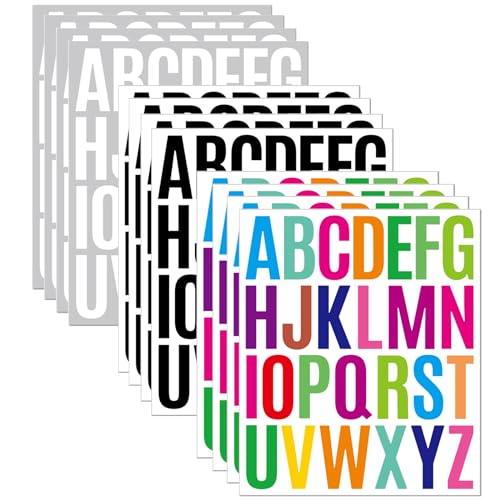 12 Sheets Letter Sticker 312 PCS Alphabet Stickers Waterproof Alphabet 2 inch Self Adhesive Letters Kit Mailbox Sticker Vinyl Letter Stickers Mailbox Labels DIY Crafts Art Making Notebook