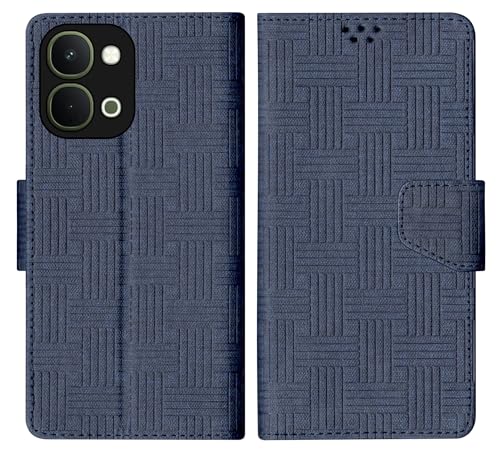 SBMS Flip Cover for Vivo T5x 5G / Y51 Pro 5G / iQOO Z11x 5G / Back Cover Case with Magnatic Closure | Genuine Leather Finish | Inbuilt Stand | Card & Money Pocket | Wallet Style Flip Cover (Mat Blue)
