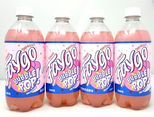 4 pack of Soda Pop Soft Drink 20oz Plastic Bottles Faygo Super Bubble (4pack, Bubble Pop)