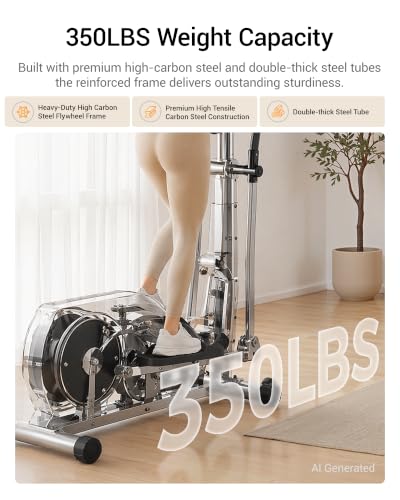 Image of CURSOR Elliptical Exercise Machine, Elliptical Machine for Home with Hyper-Quiet Magnetic Driving System,8&16 Levels Resistance,Compact Elliptical with 12IN Stride,LCD Monitor,350LBS Weight Capacity