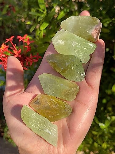 3 Pcs Green Calcite Rough Natural Stones, Raw Calcite Crystals (Green Calcite)