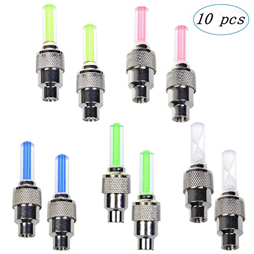 Sorive® Pack Of 10 Led Flash Tyre Wheel Valve Cap Light For Car Bike Bicycle Motorbicycle Wheel Light Tire (Red, Yellow, Blue, Green, Colorful) #TOP18