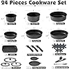 SENSARTE 24 Piece Pots and Pans Set, Nonstick Detachable Handle Cookware, Induction Kitchen Cookware Set with Removable Handle, Healthy Non Stick for RV, Dishwasher＆Oven Safe (Black) #1